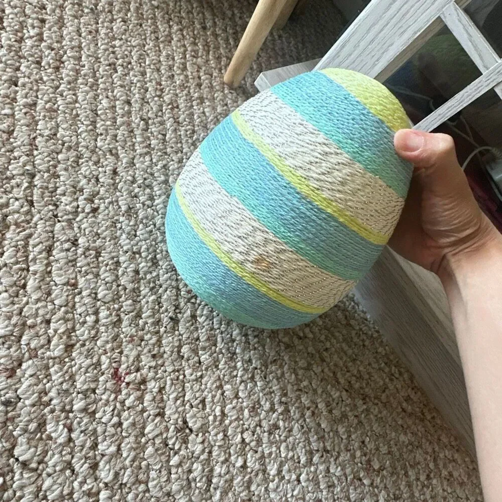 9.5” green & blue striped Easter egg